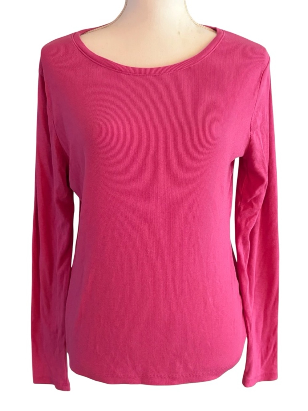 a new day Vibrant Fuchsia Long Sleeve Crew Neck Top